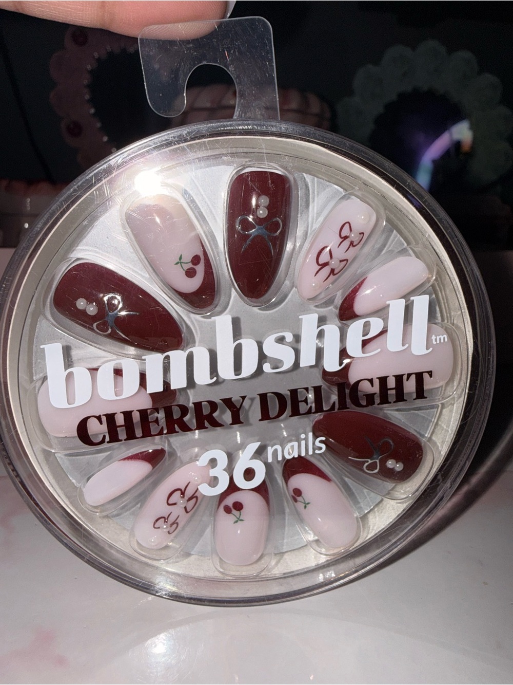 Bombshell Cherry Delight Press-On Nails in Burgundy